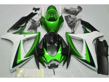 2006-2007 Green & White Suzuki GSXR 600-750 Fairings