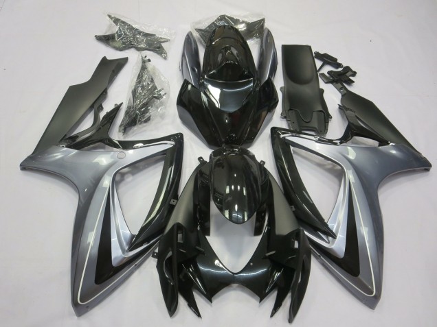 2006-2007 Light Silver And Black Suzuki GSXR 600-750 Fairings 2006-2007 Light Silver And Black Suzuki GSXR 600-750 Fairings