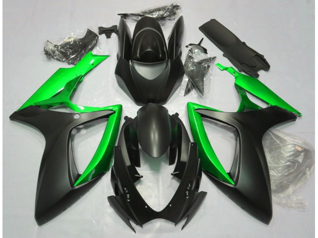 2006-2007 Matte Black & Green Suzuki GSXR 600-750 Fairings 2006-2007 Matte Black & Green Suzuki GSXR 600-750 Fairings