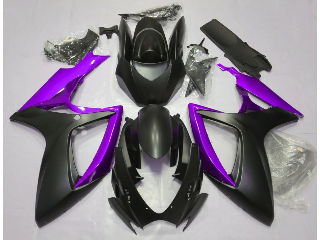 2006-2007 Matte Black & Purple Suzuki GSXR 600-750 Fairings