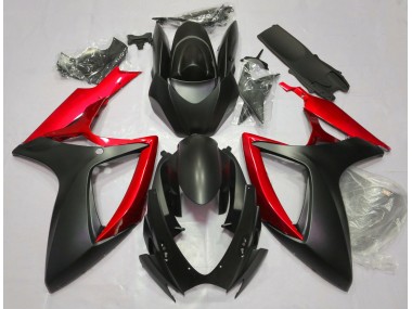 2006-2007 Matte Black & Red Suzuki GSXR 600-750 Fairings
