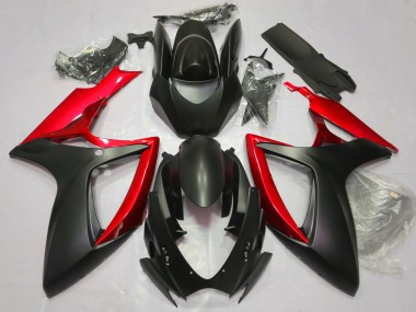 2006-2007 Matte Black & Red Suzuki GSXR 600-750 Fairings
