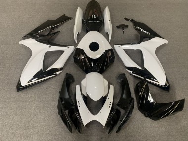 2006-2007 Matte Black and Gloss White Suzuki GSXR 600-750 Fairings