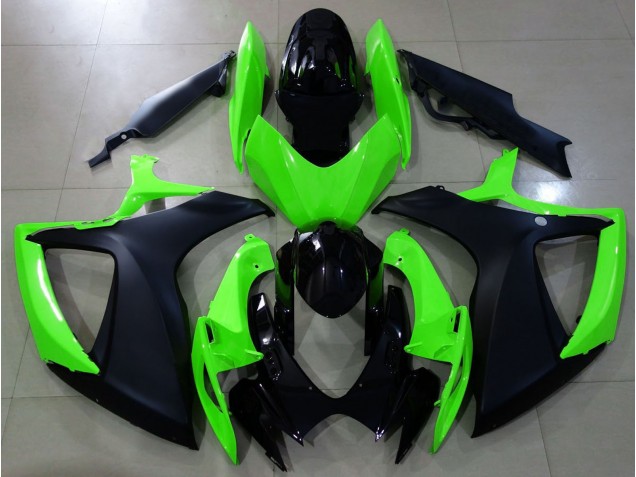 2006-2007 Matte Black and Green Suzuki GSXR 600-750 Fairings 2006-2007 Matte Black and Green Suzuki GSXR 600-750 Fairings