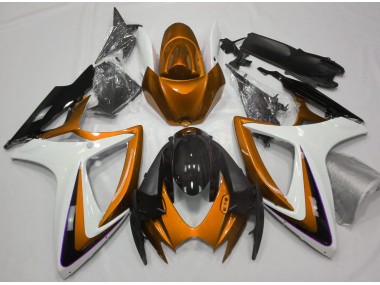 2006-2007 Orange & White Debadged Suzuki GSXR 600-750 Fairings