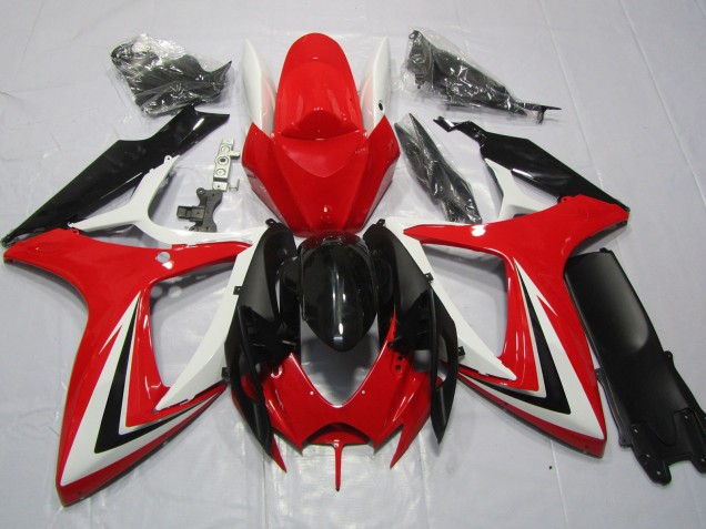 2006-2007 Red Black and White Suzuki GSXR 600-750 Fairings 2006-2007 Red Black and White Suzuki GSXR 600-750 Fairings