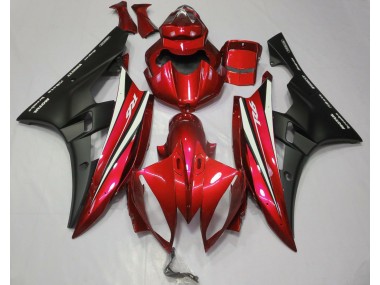 2006-2007 Red Black and White Yamaha R6 Fairings