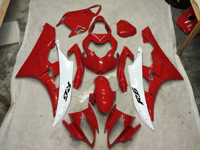2006-2007 Red and White C2W Yamaha R6 Fairings