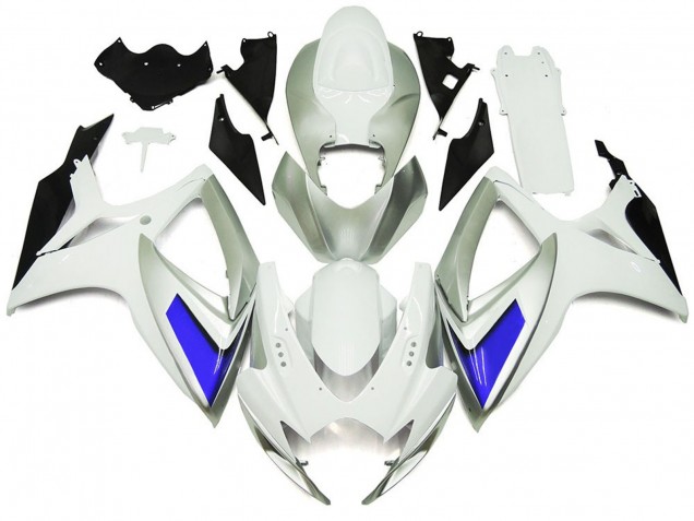 2006-2007 Silver White and Blue Gloss Style Suzuki GSXR 600-750 Fairings 2006-2007 Silver White and Blue Gloss Style Suzuki GSXR 600-750 Fairings