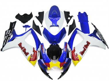 2006-2007 White and Blue Red Bull Custom Suzuki GSXR 600-750 Fairings