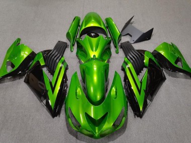 2006-2011 Bright Green & Black Kawasaki ZX14R Fairings