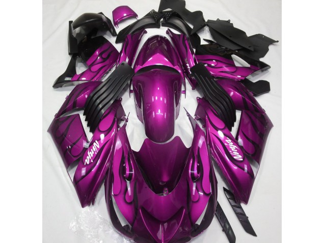 2006-2011 Gloss Pink & Flame Kawasaki ZX14R Fairings