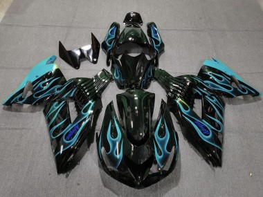 2006-2011 Light Blue Flame Kawasaki ZX14R Fairings