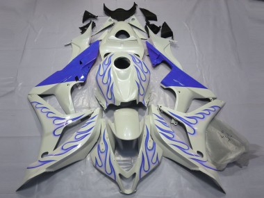2007-2008 Blue Flame on White Honda CBR600RR Fairings