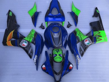 2007-2008 Blue and Green Shark Honda CBR600RR Fairings