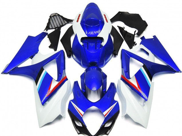 2007-2008 Blue and White Gloss with Light Blue and Red Decal Suzuki GSXR 1000 Fairings 2007-2008 Blue and White Gloss with Light Blue and Red Decal Suzuki GSXR 1000 Fairings