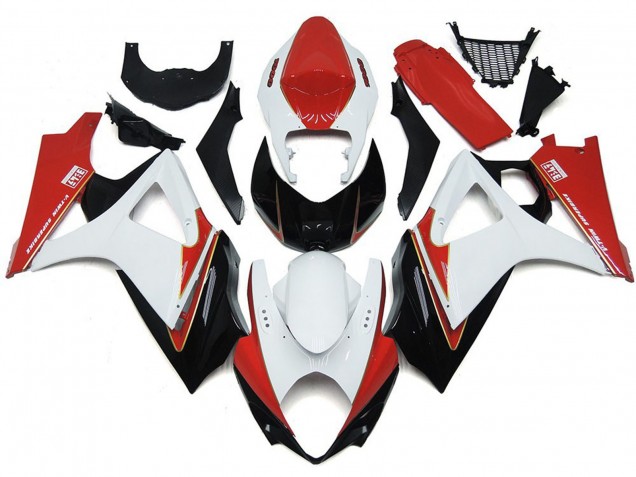 2007-2008 Custom Red and White with Black Suzuki GSXR 1000 Fairings 2007-2008 Custom Red and White with Black Suzuki GSXR 1000 Fairings