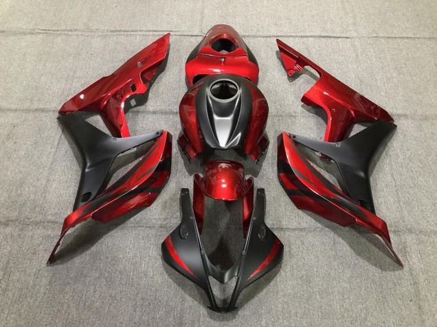 2007-2008 Deep Red and Matte Black Honda CBR600RR Fairings