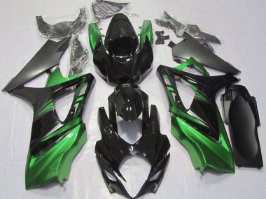 2007-2008 Gloss Black and Green Suzuki GSXR 1000 Fairings