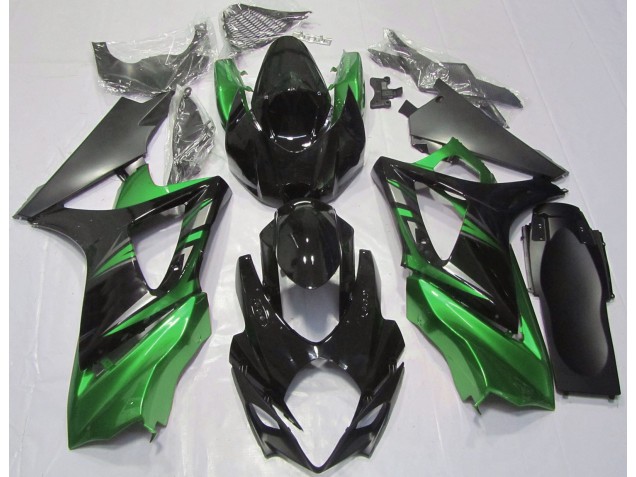 2007-2008 Gloss Black and Green Suzuki GSXR 1000 Fairings 2007-2008 Gloss Black and Green Suzuki GSXR 1000 Fairings