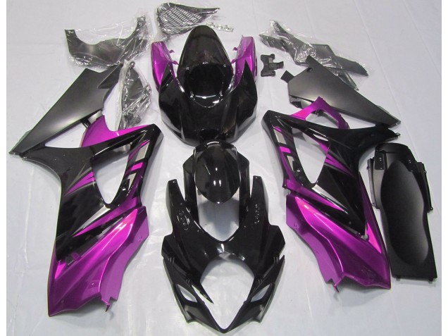 2007-2008 Gloss Black and Pink Suzuki GSXR 1000 Fairings 2007-2008 Gloss Black and Pink Suzuki GSXR 1000 Fairings