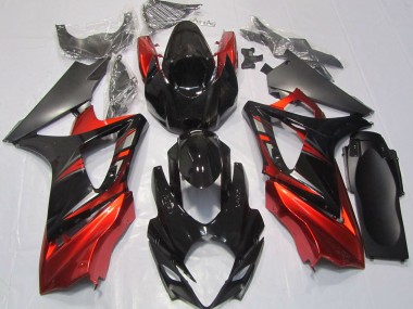 2007-2008 Gloss Black and Red Suzuki GSXR 1000 Fairings