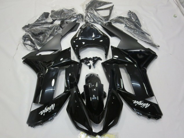 2007-2008 Gloss Black white decal Kawasaki ZX6R Fairings 2007-2008 Gloss Black white decal Kawasaki ZX6R Fairings