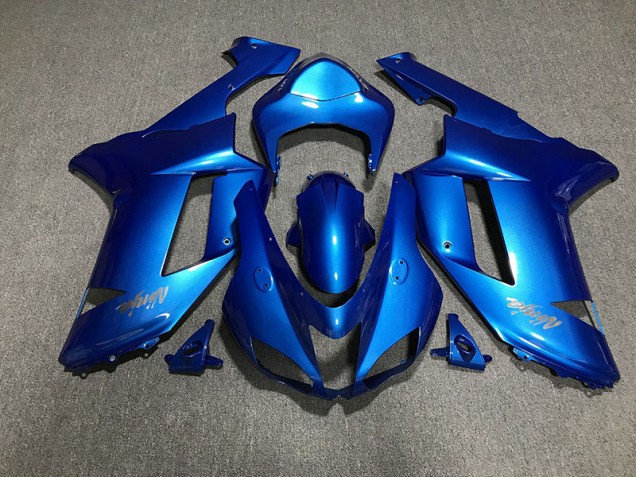 2007-2008 Gloss Blue & Chrome Kawasaki ZX6R Fairings 2007-2008 Gloss Blue & Chrome Kawasaki ZX6R Fairings