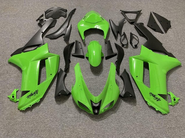 2007-2008 Gloss Green and Matte Black Kawasaki ZX6R Fairings 2007-2008 Gloss Green and Matte Black Kawasaki ZX6R Fairings