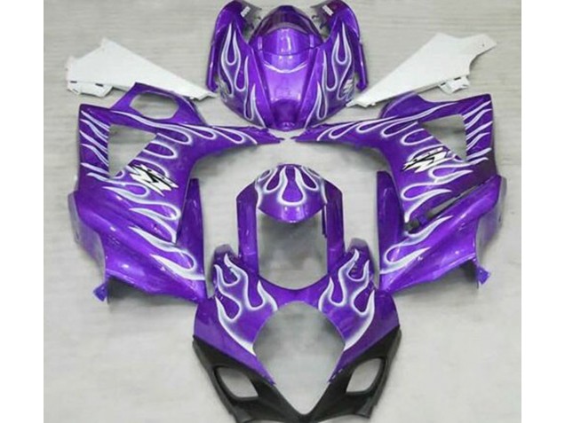2007-2008 Gloss Purple and White Flame Suzuki GSXR 1000 Fairings 2007-2008 Gloss Purple and White Flame Suzuki GSXR 1000 Fairings