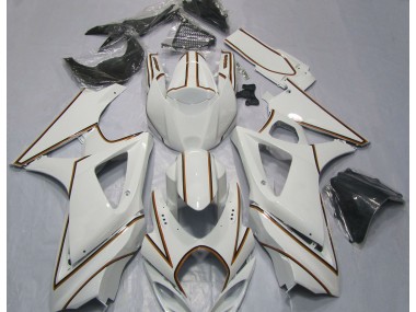 2007-2008 Gloss White Orange Pin Stripe Suzuki GSXR 1000 Fairings