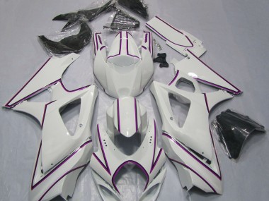 2007-2008 Gloss White Pink Pin Stripe Suzuki GSXR 1000 Fairings