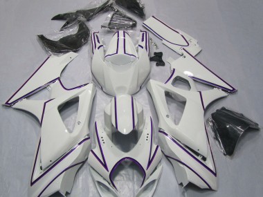 2007-2008 Gloss White Purple Pin Stripe Suzuki GSXR 1000 Fairings