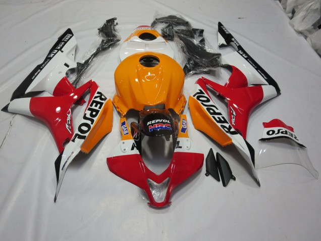 2007-2008 Light Orange and White Repsol Honda CBR600RR Fairings