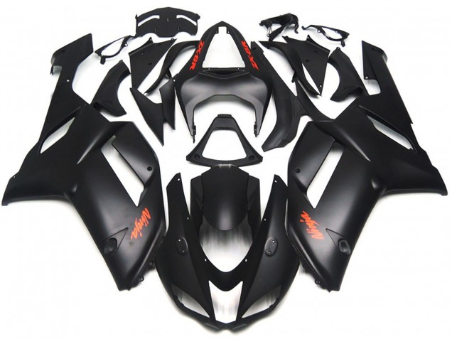 2007-2008 Matte Black Red Decals Kawasaki ZX6R Fairings 2007-2008 Matte Black Red Decals Kawasaki ZX6R Fairings