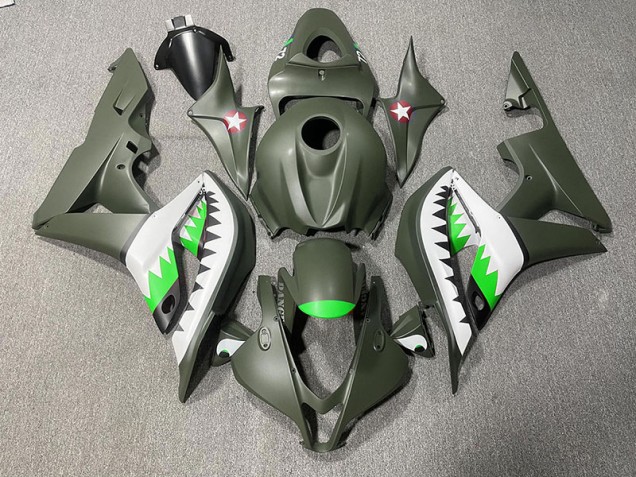 2007-2008 Matte Green & LightGreen Shark Honda CBR600RR Fairings