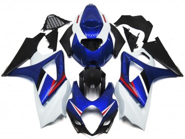 2007-2008 OEM Style Gloss Blue and White Red Suzuki GSXR 1000 Fairings