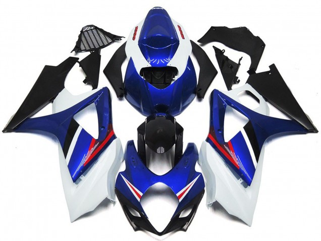 2007-2008 OEM Style Gloss Blue and White Red Suzuki GSXR 1000 Fairings 2007-2008 OEM Style Gloss Blue and White Red Suzuki GSXR 1000 Fairings