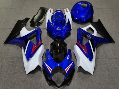 2007-2008 OEM Style Gloss Blue and White Suzuki GSXR 1000 Fairings