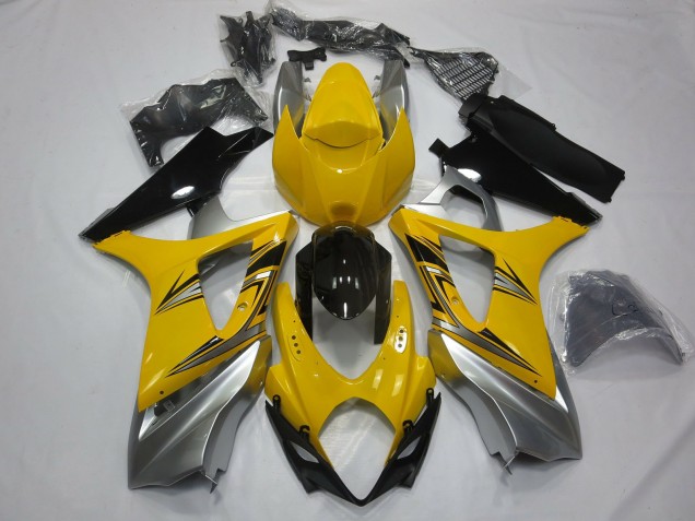 2007-2008 Yellow Silver Suzuki GSXR 1000 Fairings 2007-2008 Yellow Silver Suzuki GSXR 1000 Fairings