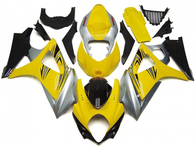 2007-2008 Yellow and Silver OEM Style Suzuki GSXR 1000 Fairings 2007-2008 Yellow and Silver OEM Style Suzuki GSXR 1000 Fairings