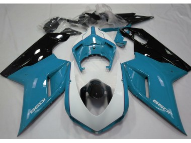 2007-2012 Gloss Light Blue & White Ducati 848 1098 1198 Fairings