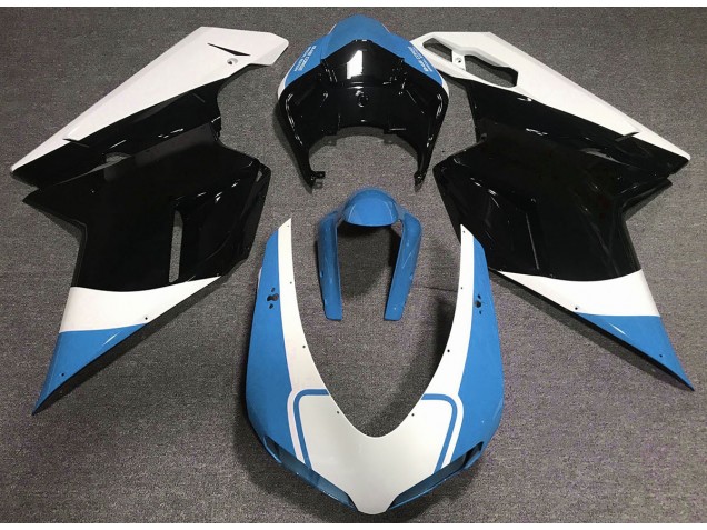2007-2012 Gloss Light Blue White and Black Ducati 848 1098 1198 Fairings 2007-2012 Gloss Light Blue White and Black Ducati 848 1098 1198 Fairings
