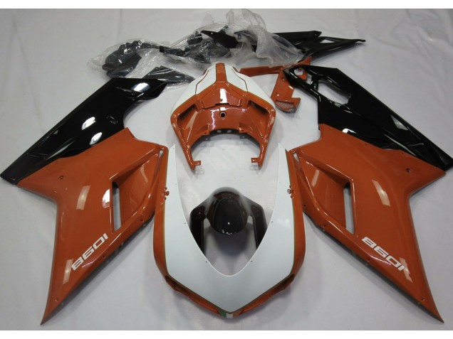 2007-2012 Gloss Orange & White Ducati 848 1098 1198 Fairings 2007-2012 Gloss Orange & White Ducati 848 1098 1198 Fairings