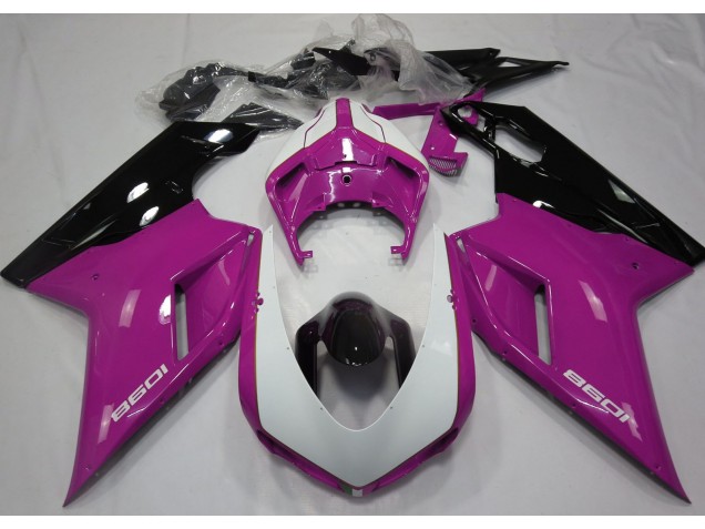 2007-2012 Gloss Pink & White Ducati 848 1098 1198 Fairings 2007-2012 Gloss Pink & White Ducati 848 1098 1198 Fairings