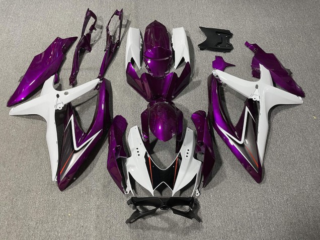 2008-2010 Gloss Purple and White Suzuki GSXR 600-750 Fairings 2008-2010 Gloss Purple and White Suzuki GSXR 600-750 Fairings