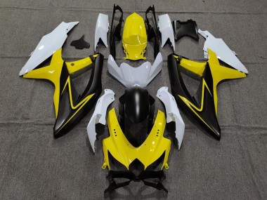 2008-2010 Gloss Yellow and White Suzuki GSXR 600-750 Fairings