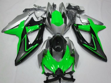 2008-2010 Green and Silver Suzuki GSXR 600-750 Fairings