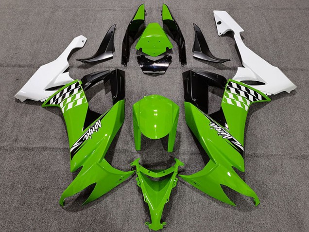 2008-2010 Green and White Cheq Kawasaki ZX10R Fairings 2008-2010 Green and White Cheq Kawasaki ZX10R Fairings