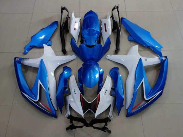 2008-2010 Metallic Blue & White Suzuki GSXR 600-750 Fairings 2008-2010 Metallic Blue & White Suzuki GSXR 600-750 Fairings